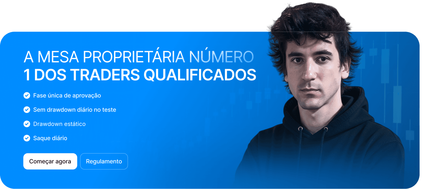 A mesa proprietária número 1 dos traders qualificados — fase única de aprovação, sem drawdown diário no teste, drawdown estático e saque diário